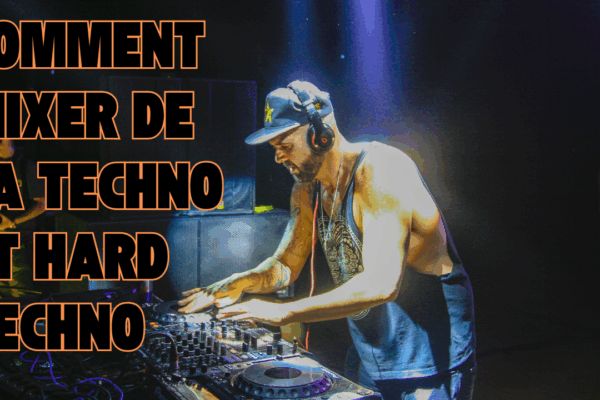 DJ mixer techno hard techno en club avec platines Pioneer CDJ en 2025